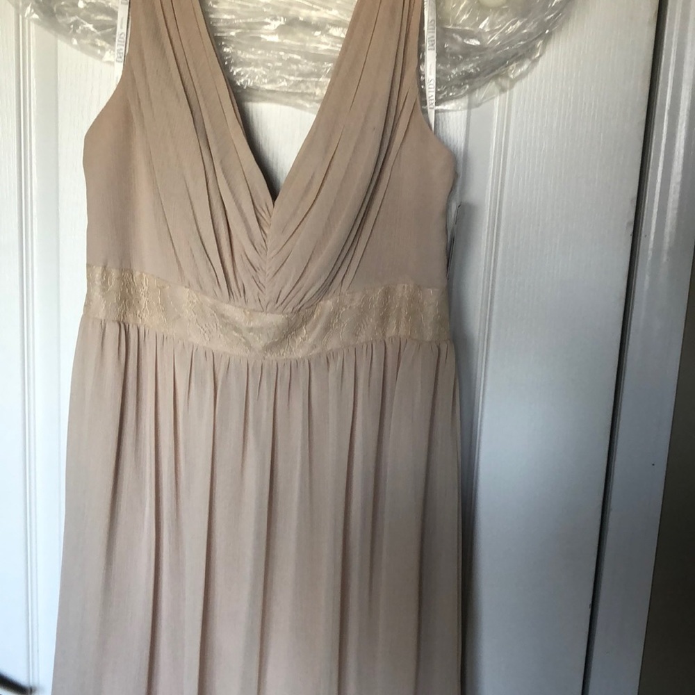 Long Chiffon Dress with Lace Bands
